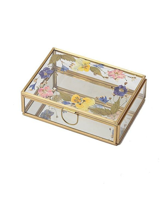 Pressed flower rectangle glass box M17-2562L