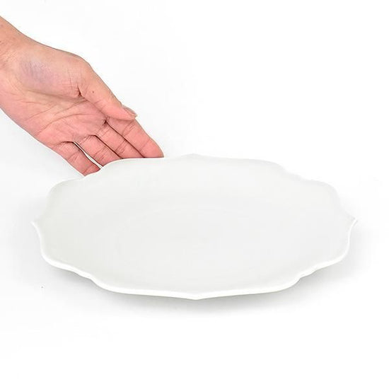 Meimei Ryohana 25.5 Mori-Dish, White Color Japanese Tableware, Round Large Dish, Made in Japan, Minoyaki