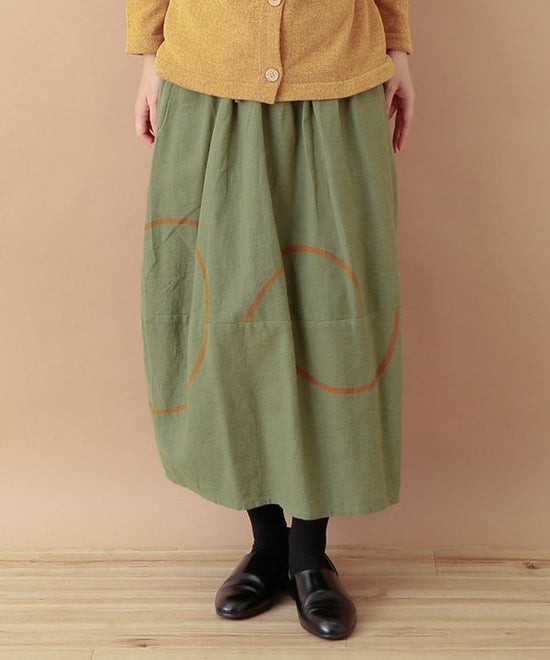 Drawing DOT Hand Printed and Hopsack Cocoon Skirt 24W435