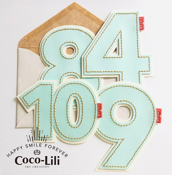 Message card with numbers / mint green