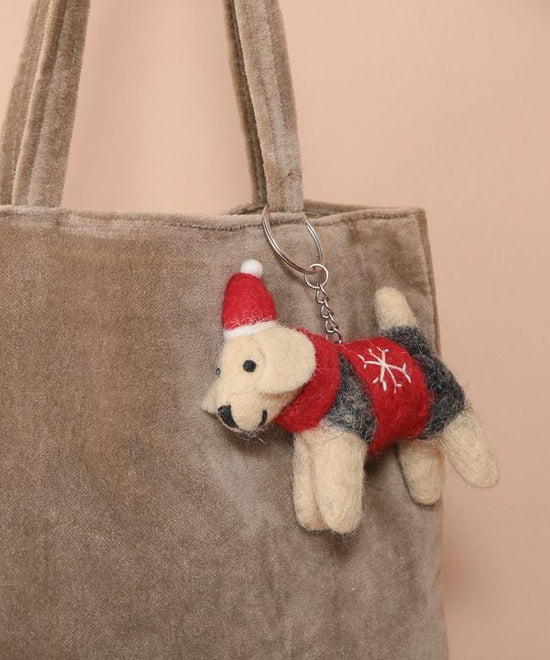 Felt bag charm (key ring) Santa Inu A24WNX002BR