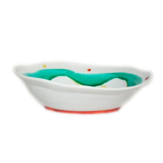 [Eisyou] Polka-dot oval bowl with yoroke design, 6.5 x 6.5 cm