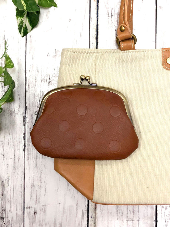 Dot-Colored Synthetic Leather Gusset Mini Wallet