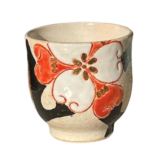 [Sato Takeshi] Teacup with colored flowers (red)