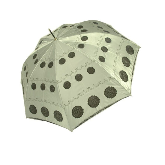 Long Umbrella Satin Lace Motif Pattern Print Rain or Shine Jump Umbrella