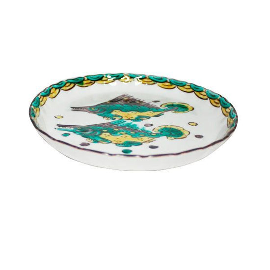 [Eisyou] (Lu) 5" dish with design of twin fish