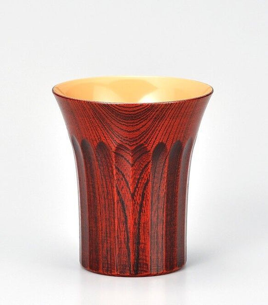 Zelkova Chrysanthemum Carved Shochu Cup, Akane White Urushi Lacquer, SX-292