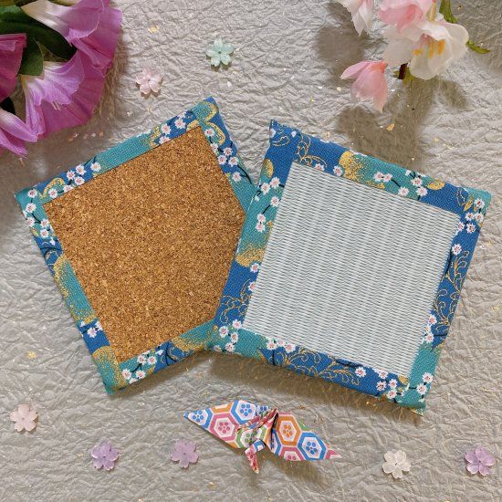 Double-Sided coaster, Japanese cherry blossom (blue)5