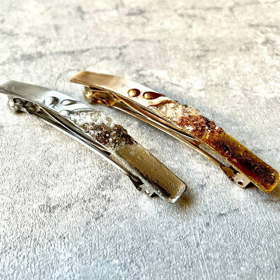 Barrette with crystal and gold/silver Foil