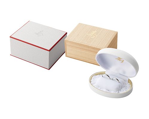 Kotobuki Ring 2 Inserts Case with Kiri Box Mizuhiki White synthetic leather with Kotobuki mark KOTOBUKI Series 6pcs AR-RBWW250