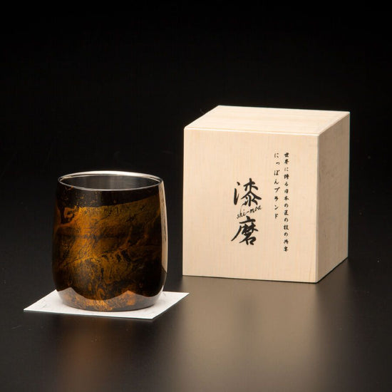 Lacquer-polished cup, double-layer structure, sandalwood series, dharma, black SCW-D501