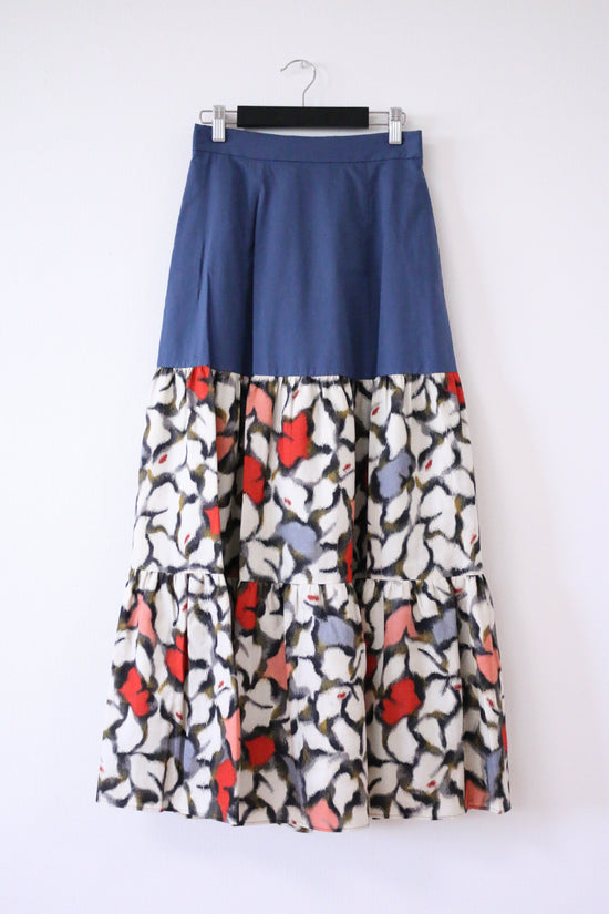 Leaf -Meisen Teered Skirt Navy