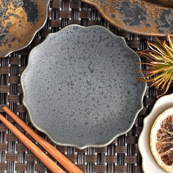 Gray Mat Kikyo Plate S Gray type Japanese tableware, small plate, made in Japan, Minoyaki, stylish, modern