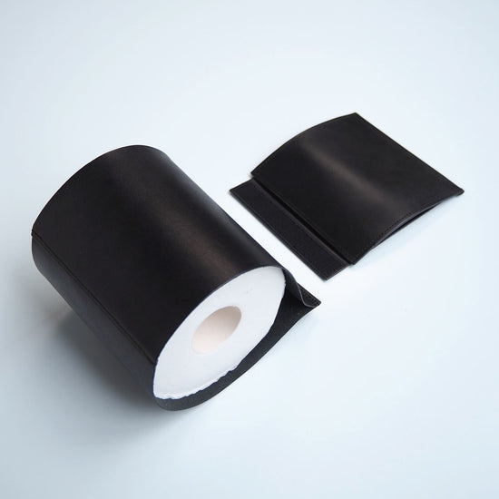 Toilet Paper Holder Cover (Black) All Cowhide Leather