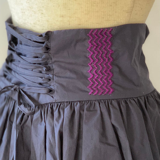 Kogin Sashimi Lace-up Skirt by Tokuko Kakudate