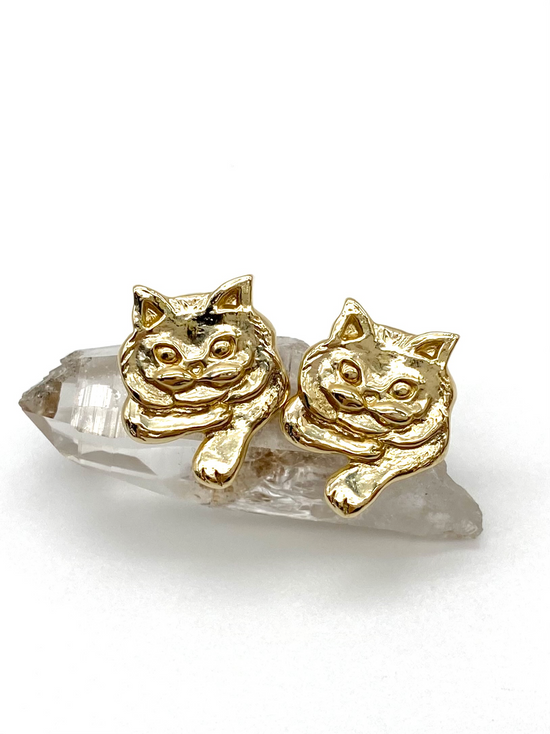 Oliver clip-on earrings | cat | gold