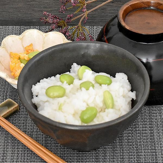 Linka Black Tea Bowl, black Japanese tableware, small bowl, made in Japan, Minoyaki, tea bowl, stylish, modern