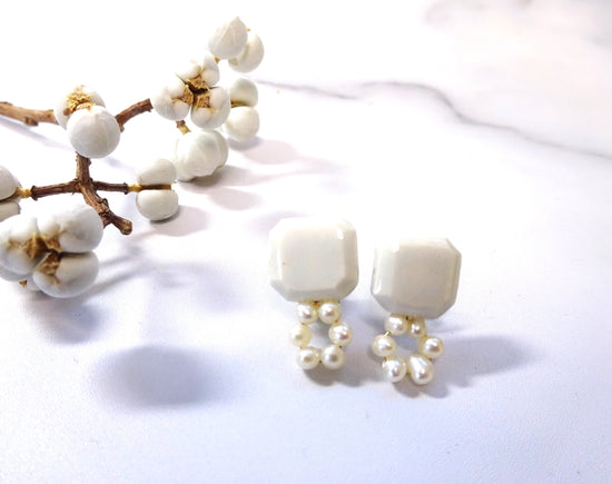 Circle Pearl Pierced / Clip-on earrings Ice Color