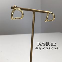 14kgf Post Brass Firm Curved Pierced earrings Clip-on earrings Allergy Friendly Gold Studs