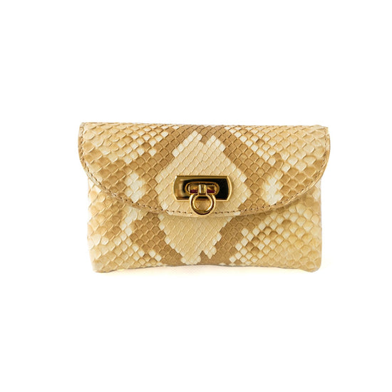 Flap wallet fleur medium python / pearl gold