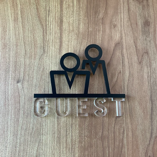 Room Sign GUEST 3D Icon for Door Clear Lettering