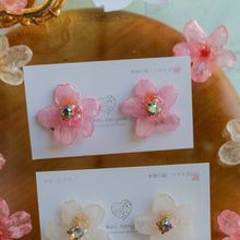 Natural Shape Someiyoshino with stone Sakura Earrings