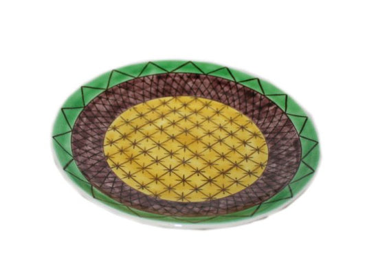 [Eisyou] (Lu) Blue Handled Kutani-style Geometrical 7-size Dish (set of 5)