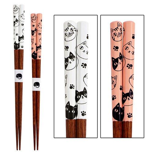 Three Cat Brothers Octagonal Chopsticks Pink 21cm / White 23cm