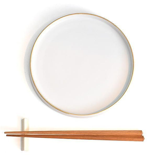 Fuchi Kinshiro Matte Kiridate Dish, small, white type, Japanese tableware, round medium plate, made in Japan, Minoyaki