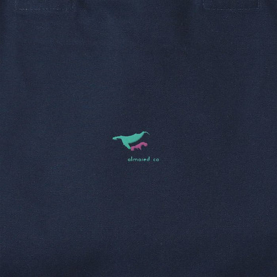 Zip tote bag [campus] navy "Humpback whale parent-child bond"