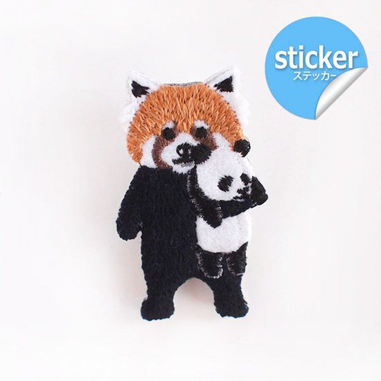 pokefasu pokefasu pan dakko embroidered felt sticker red panda