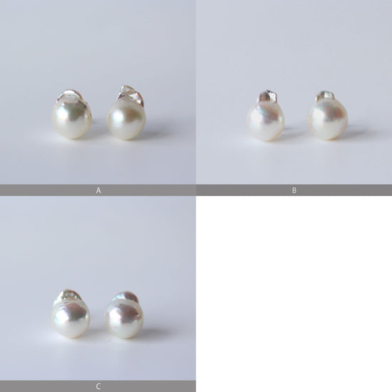 K10yg Akoya pearl 9mm up, one piece Pierced earrings