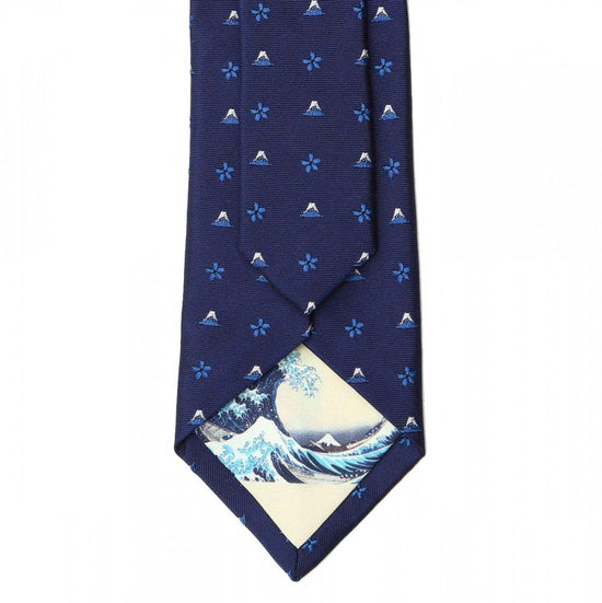 Necktie Nishijin silk, Fujiyama, cherry blossoms, floral pattern - 18. HOKUSAI Hokusai Ukiyoe lining (Fugaku Sanjurokkei, Kanagawaoki Naniura), made in Japan