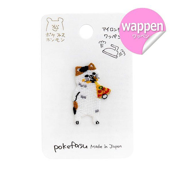 pokefasu pokefasu pizza cat iron-on badge cat