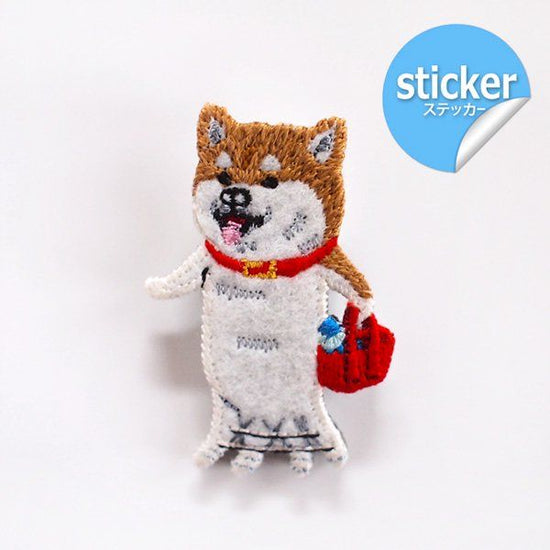 pokefasu pokefasu canine walking embroidered felt sticker