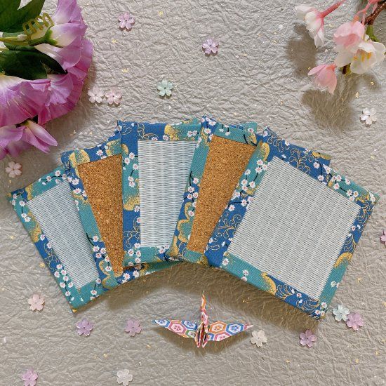 Double-Sided coaster, Japanese cherry blossom (blue)5