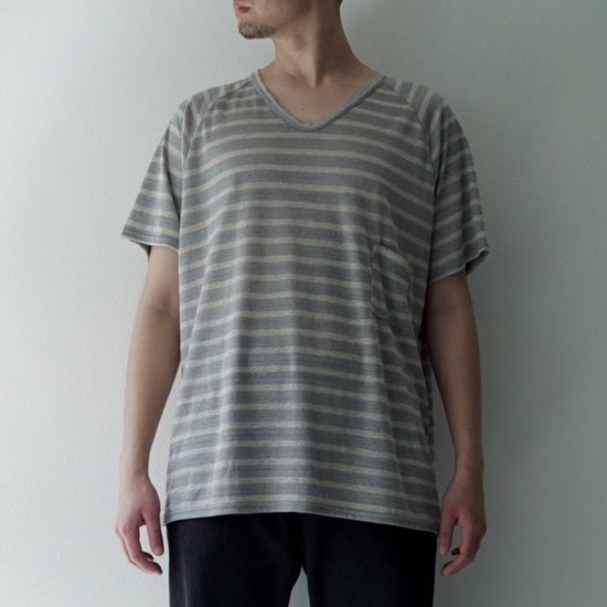 Linen Jersey Stripe Prisoner Shirts(SILVER GRAY)