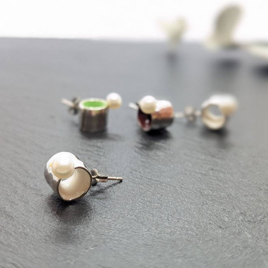 roll cake* whipped earrings - 1 pair of cute Pierced earrings (silver Pierced earrings)