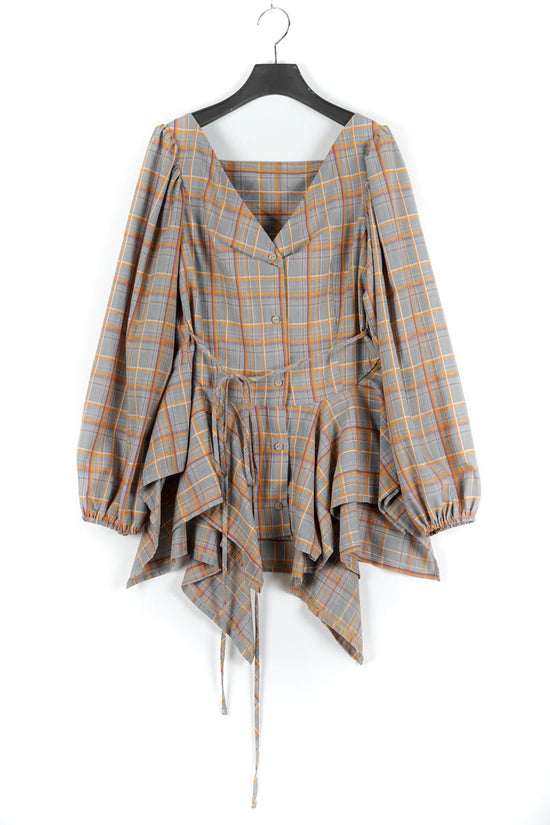 Ile-hem Check Blouse (Gray)