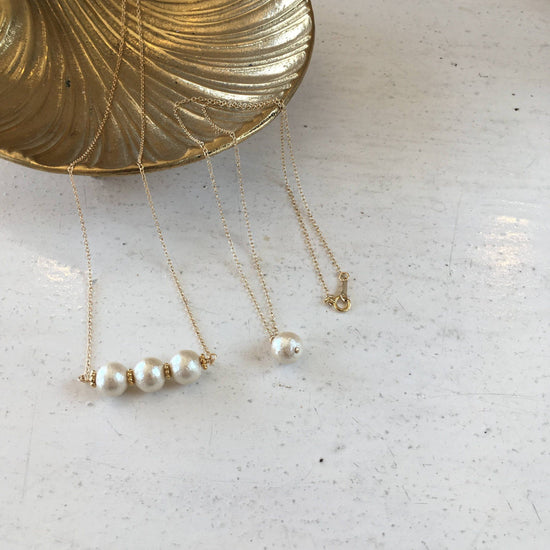 Cotton pearl necklace
