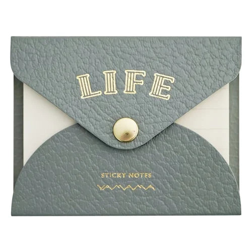 LIFE × Yamama Bungu Sticky Notes with Cover – Ruled, Grey, Plain + Ruled