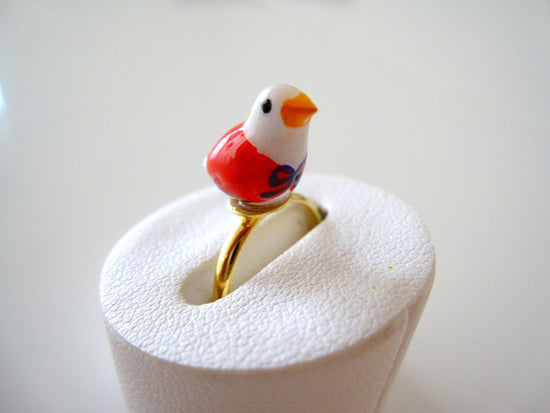 Small Bird with Ribbon (Vermilion)