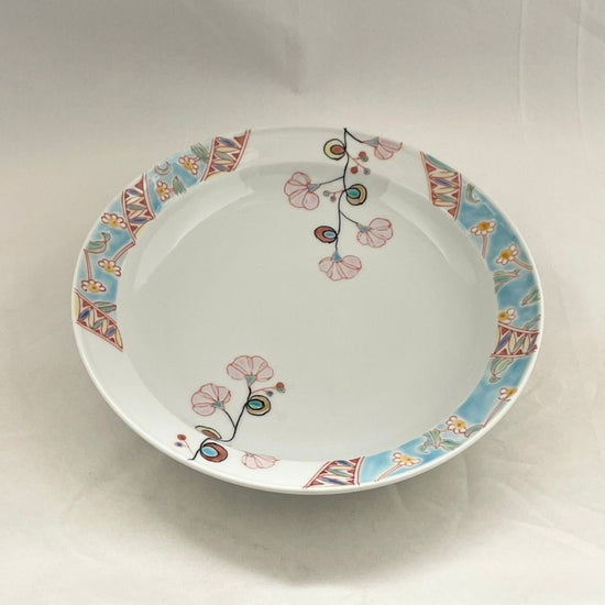 [Ginshu Kiln] Flower tapestry 7" dish (blue)