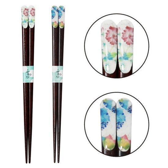 HANATSUMI TENPOU Chopsticks 21cm 2 kinds of single Chopsticks (Peony and Grape)