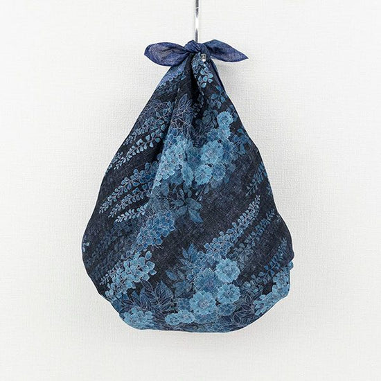 Digital Indigo Furoshiki - Kyo no Wisteria