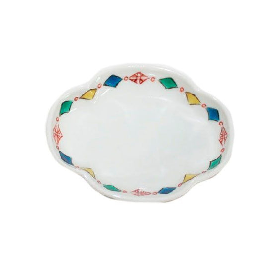 [Eisyou] 3" tsuba-shaped plate with lozenge design