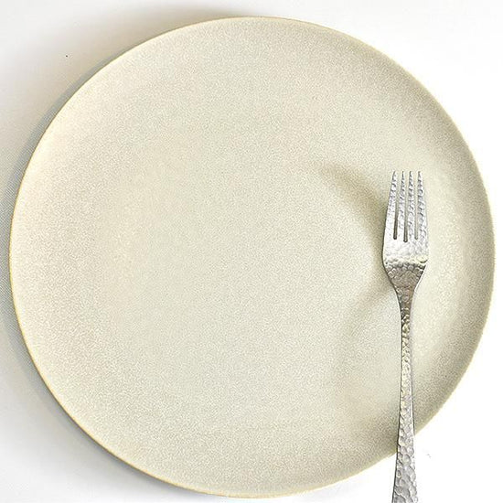 Silver Plate L White Round plate made in Japan, Minoyaki