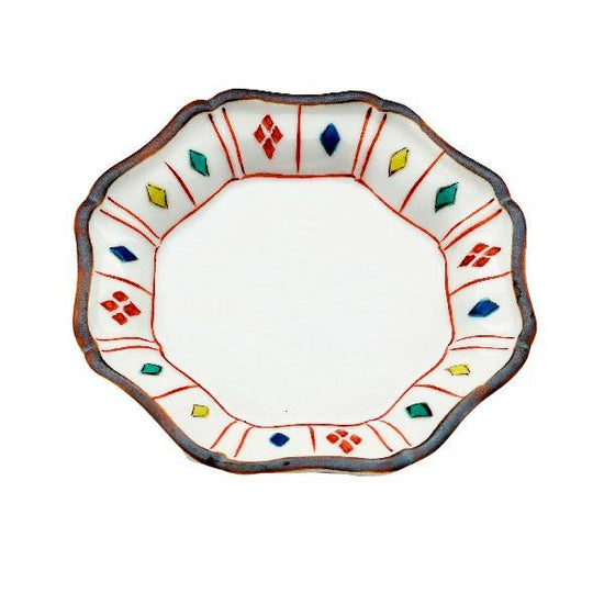 [Eisyou] 3.5" octagonal dish with red lozenge design