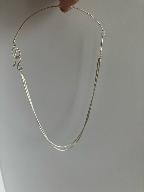 silver950》Beautiful silver choker 2-way silver necklace, simple