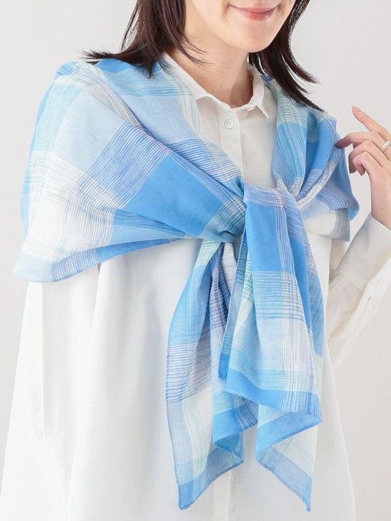Checked large shawl (3 colors) 100% Cotton